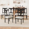 Vynxaria Extendable Farmhouse Dining Set 60"-78" Oak Veneer Table , Chairs, Rubber Wood Legs, 2 Colors (Brown-Black/White), Seats 6+ - 3 of 4