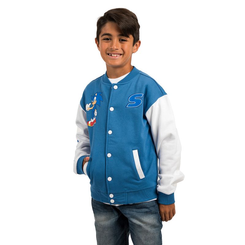 Sonic the Hedgehog Blue and White Youth Bomber Jacket, 1 of 5