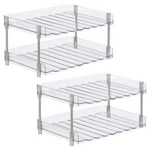 mDesign Free-Stand Stackable 2-Tier Water Bottle Holder, 2 Pack, Clear/Polished - 1 of 4