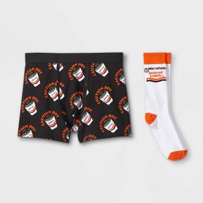 Men's Holiday Maruchan Boxer Briefs & Socks Set - White/Black M