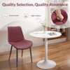 MAYEERTY Red PU Leather Dining Chair with Metal Legs, Chequer Upholstered Armless Chairs Set of 4 - 2 of 4