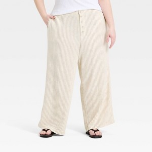 Women's Mid-Rise Linen Straight Leg Pull-On Pants - Universal