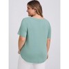 GRACE & GRANDEUR Women's Plus Size Pleated Banded V Neck Short Sleeve Loose Fit Casual T-shirts - 3 of 4