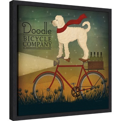 Amanti Art White Doodle on Bike Summer by Ryan Fowler Canvas Wall Art Print Framed 16-in. x 16-in. in Black