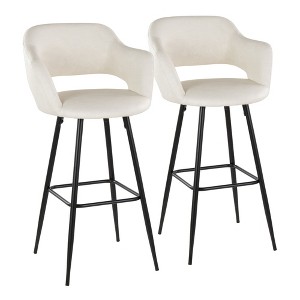 Fixed Faux Leather Contemporary Bar Stool with Low Back and Metal Legs for Home Bar or Kitchen (Set of 2) - 1 of 4
