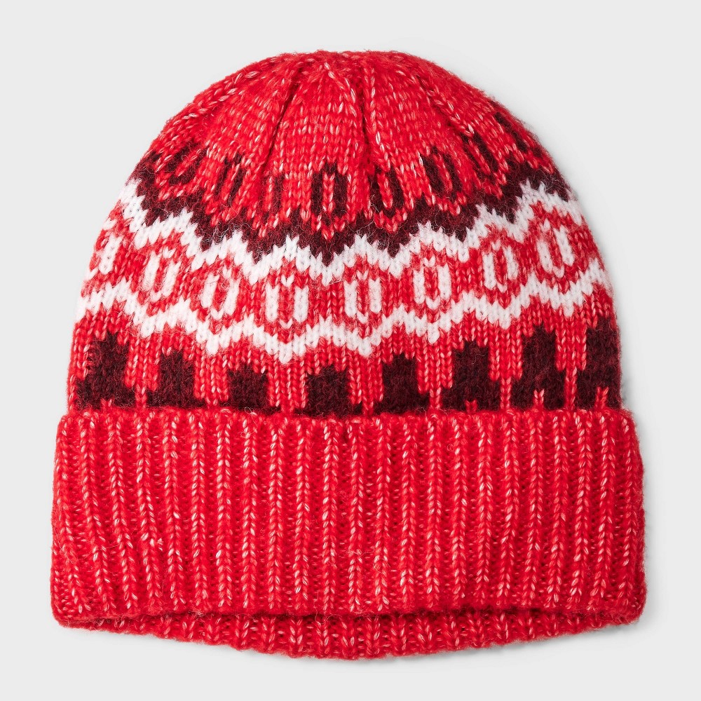 Recycled Polyester Fair Isle Beanie - Universal Thread™ Red