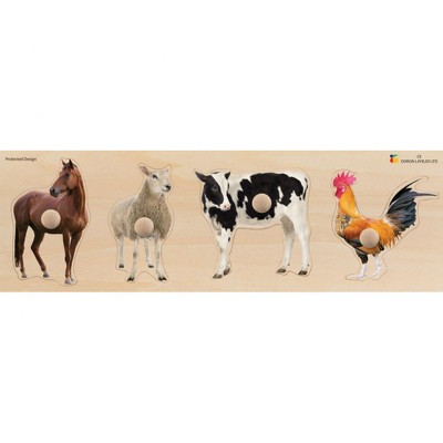 Edushape Large Knob Farm Animal Puzzle - Horse, Sheep, Cow, Chicken