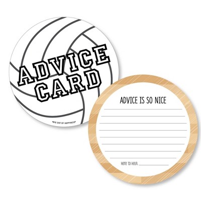 Big Dot of Happiness Bump, Set, Spike - Volleyball - Wish Card Baby Shower Activities - Shaped Advice Cards Game - Set of 20