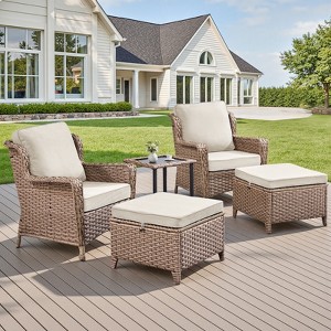 Buenhomino Wicker Patio Conversation Set Outdoor Seating Group Furniture Set with Cushions - 1 of 4