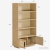 5-Tier Bookshelf with Rattan Doors, Boho Wooden Bookcase and Storage Cabinet, Tall Large Bookshelf for Living Room - 2 of 4