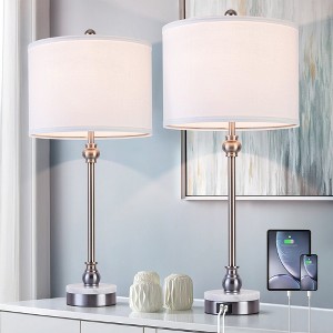 Maxax Table Lamps Set of 2,Buffet Lamps  Nightstand Lamps with Fabric Shade 26" Bedside Desk Lamps for Bedroom, Living Room - 1 of 4
