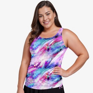 Calypsa Women's Maya Tankini Swim Top With Built-in Bra - 1 of 4