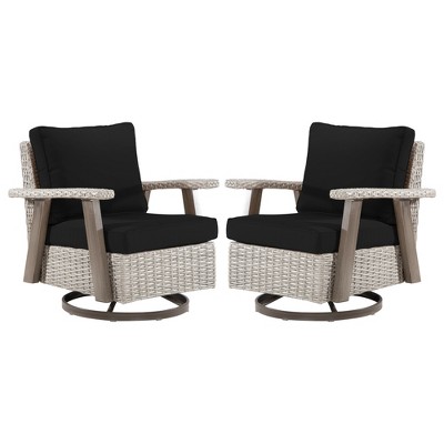 YARDSIGHT  Outdoor Swivel Patio Chairs with 360° Rotation, All-Weather PE Wicker Armchairs with Cushions for Garden, Deck, Porch, and Backyard