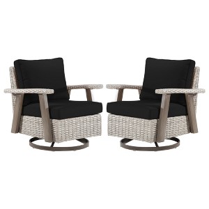 YARDSIGHT  Outdoor Swivel Patio Chairs with 360° Rotation, All-Weather PE Wicker Armchairs with Cushions for Garden, Deck, Porch, and Backyard - 1 of 4
