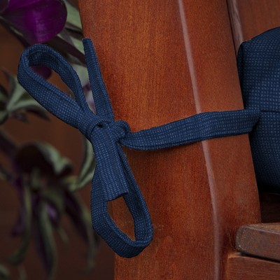 Sapphire Blue Polyester Outdoor Bench Cushion with Ties