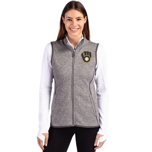 Milwaukee Brewers Cutter & Buck Mainsail Sweater Knit Womens Full Zip Vest - 1 of 1