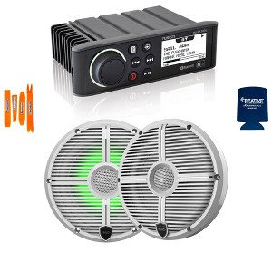 Fusion MS-RA70N Marine AM/FM/BT/NEMA2000 Stereo with 1 Pair RECON 6-XWW RGB High Output 6.5" RGB Lighting Marine Coaxial Speakers, White Grill - 1 of 4
