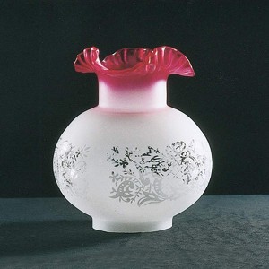 Satin Etched with Cranberry Top Oil Lamp Shade with 4" Fitter - 1 of 1