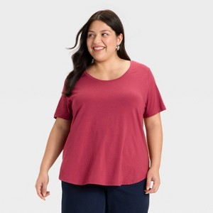 Women's Short Sleeve Scoop Neck T-Shirt - Ava & Viv™ - 1 of 3