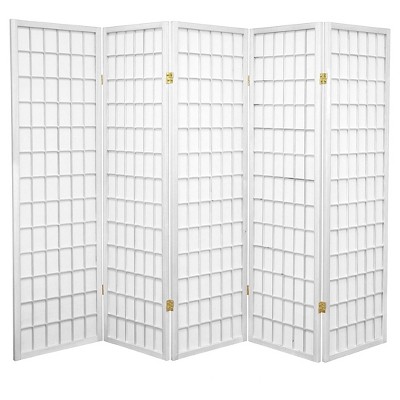 5 ft. Tall Window Pane Shoji Screen - White (5 Panels)