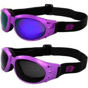 2 Pairs of Birdz Eyewear Eagle Safety Motorcycle Goggles with Smoke, Blue Lenses - 1 of 4