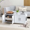 Tangkula Cat Litter Box Enclosure for 2 Cats w/ Double Rooms Wooden Cat Washroom Cabinet - 4 of 4