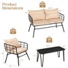 Costway 4PCS Patio Furniture Set Cushioned Sofa Loveseat Armrest Table Garden - 3 of 4