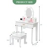 Girls Vanity Set - Lighted Mirror Play Table with Stool & Wooden Makeup Playset - 3 of 4