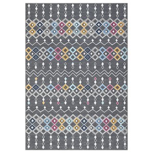 Washable Farmhouse Living Room Rugs, Soft Non Slip Geometric Stripped Lines Print Bedroom Carpet, Low Pile Large Floor Rugs for Office - 1 of 4