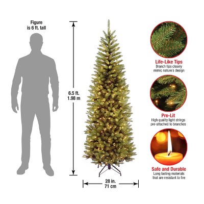 Slim Kingswood Fir 6.5' Green Artificial Christmas Tree with Clear Lights