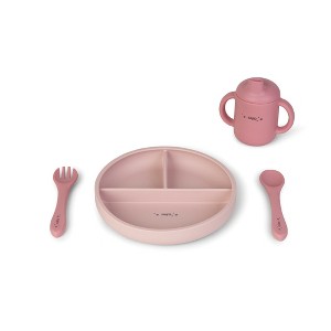SARO "Food & Fun" 3-Piece Silicone Baby Feeding Set: Suction Plate, Spill-Proof Cup & Ergonomic Utensils for Self-Feeding - 1 of 3