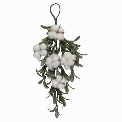 Transpac Cotton 17.75 in. Multicolor Spring Cotton and Sage Drop
