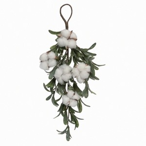 Transpac Cotton 17.75 in. Multicolor Spring Cotton and Sage Drop - 1 of 2