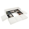 Elegant White Chenille  Sofa with Storage Seat and Ottoman, U-Shaped 3-Seater Cylindrical Backrest and Armrests - 4 of 4