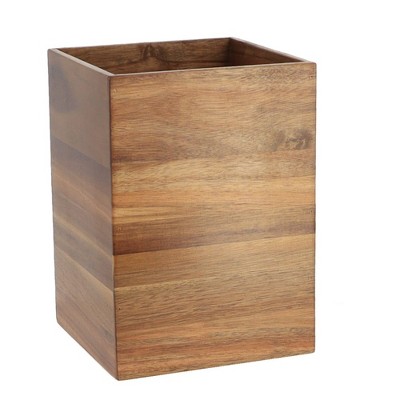 Acacia Wood Square Waste Basket for Bathroom/Bedroom - 2 Gallons