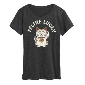 Women's - Instant Message - Feline Lucky Short Sleeve Graphic T-Shirt - 1 of 4