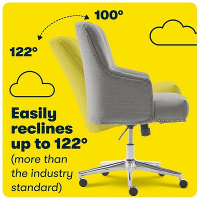 Leighton Medium Gray Fabric Swivel Home Office Chair with Memory Foam