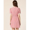 Allegra K Women's Summer Ruffle Neck Lace Panel Short Sleeve Check Gingham Dress - 4 of 4