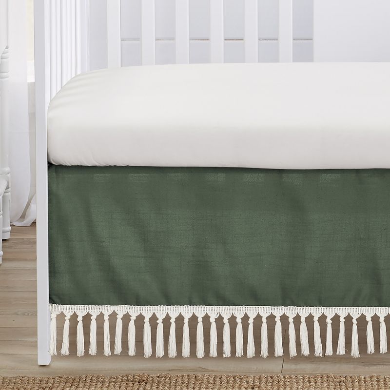 Sweet Jojo Designs Gender Neutral Unisex Baby Crib Bed Skirt Diamond Tuft Green and Ivory, 4 of 5