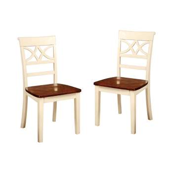Set of 2 Lanfield Country Style Back Design Side Chair Vintage White/Cherry - HOMES: Inside + Out