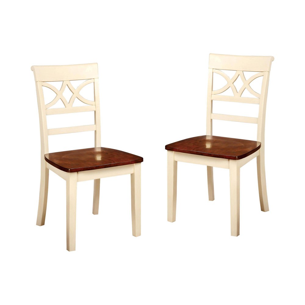 Set of 2 Lanfield Country Style Back Design Side Chair Vintage White/Cherry - HOMES: Inside + Out -  50358839