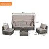 Sapphtopaz Outdoor Patio Furniture Set Wicker Outdoor Couch with Retractable Canopy and Storable Side Table for Outdoor, Backyard, Light Gray - 3 of 4