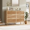 WhizMax 6 Drawer Dresser Mid-Century Modern Storage Cabinet with Rattan Fronts - 3 of 4