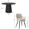 Modern 5-Piece Round Dining Table Set with White Boucle Arm Chairs, 46'' Black Pedestal Table & Upholstered Dining Chairs for Kitchen-Maison Boucle - 4 of 4