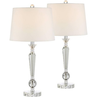 Vienna Full Spectrum Modern Table Lamps Set of 2 with Table Top Dimmers Clear Crystal Off White Drum for Living Room Bedroom House