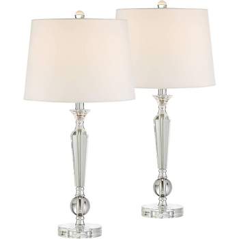 Vienna Full Spectrum Jolie Luxury Glam Table Lamps 26" High Set of 2 Clear Crystal with Table Top Dimmers Off White Drum for Bedroom Living Room Kids