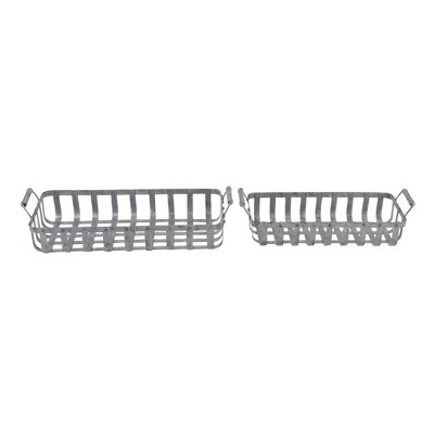 Set of 2 Farmhouse Iron Basket Rectangular Planters - Olivia & May