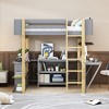 Twin/Full Size Wood Loft Bed with Built-in Storage Cabinet and Cubes, Foldable desk, White/Gray, 4A -ModernLuxe - 2 of 4