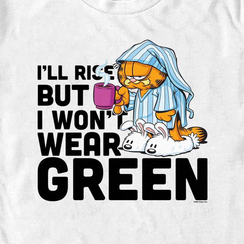 Men's Garfield St. Patrick's Day I'll Rise But I Won't Wear Green T-Shirt, 2 of 6