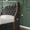 Bed Frame with 4 Storage Drawers, Bed Frame with Wing Back Headboard, Charging Station, Diamond Cluster Design, No Spring Box, - 2 of 4